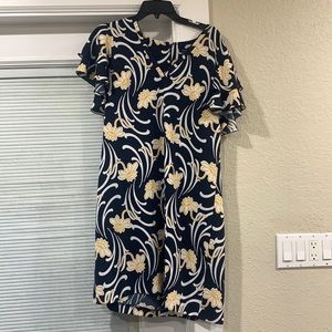 Navy and Gold flowered dress